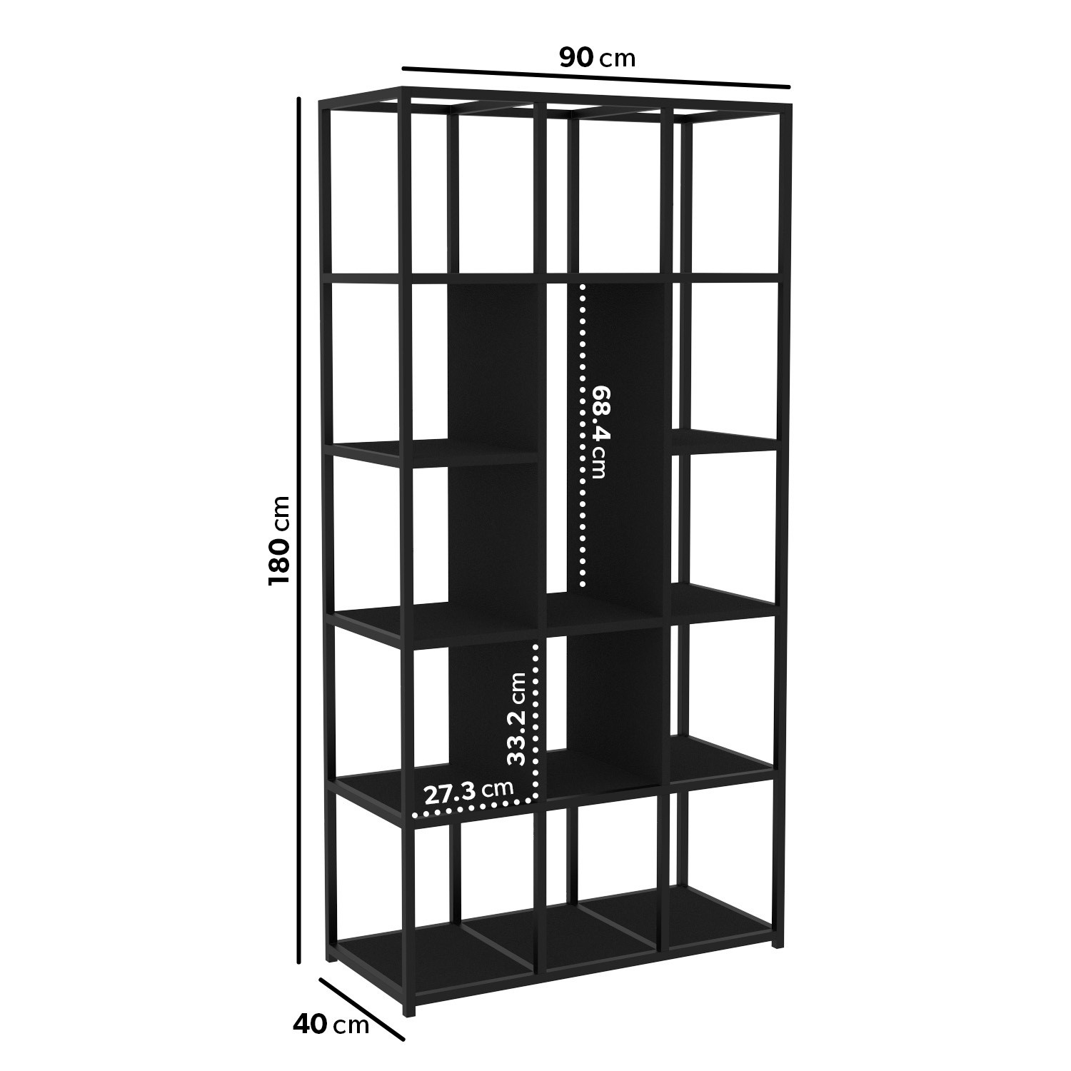 Read more about Tall black metal open bookcase larsen